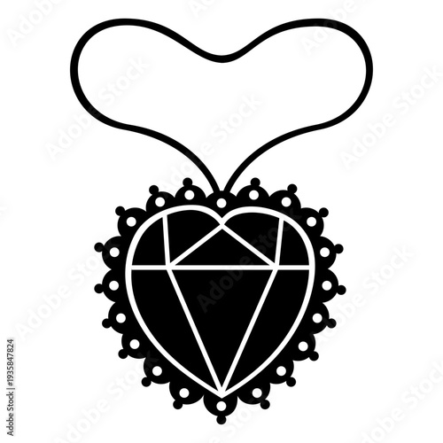 Tessellate heart locket necklace black