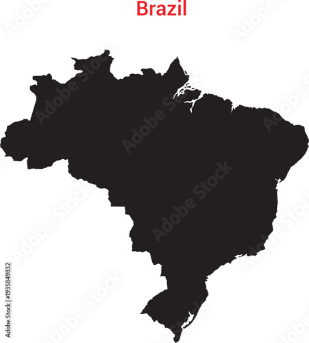 Black silhouette map of brazil on for easy identification