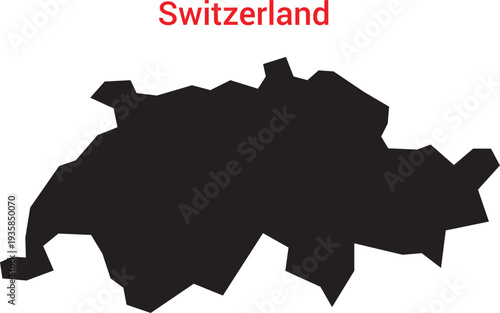 Map of switzerland in black color on isolated for geography