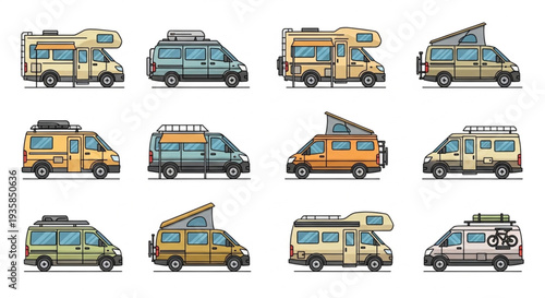 Collection of Camper Vans and RVs for Travel and Adventure.