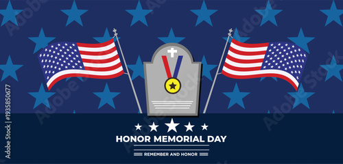 Memorial Day patriotic image background -  - vector illustration - America Honoring All Who Served