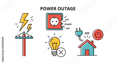 Power Outage Line minimal smooth style illustration