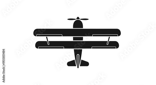 Simple black and white airplane graphic illustration.