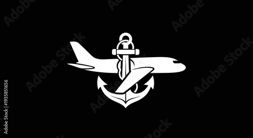 White anchor emblem on a black background, symbolizing stability and maritime navigation.