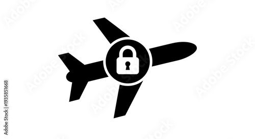 Aircraft Security Lock Symbol Illustration.