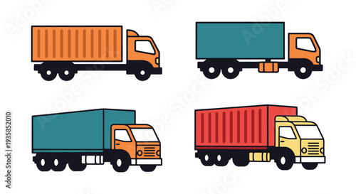 Container Truck Line art minimal abstract concept illustration