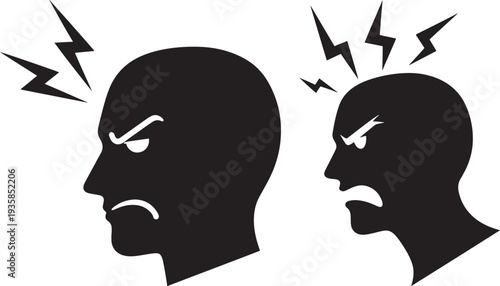 Angry faces with lightning bolt