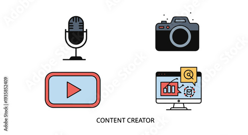Content Creator Line elegant colorful abstract vector
