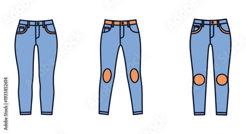 Skinny Jeans Line art vector minimal bold color