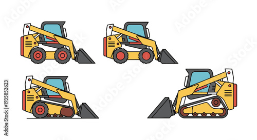 Skid steer loader Line art soft dynamic tone illustration