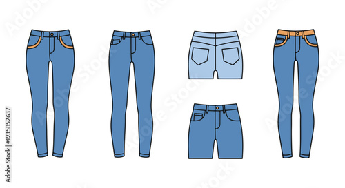 Skinny Jeans Line art vector soft dynamic tone illustration