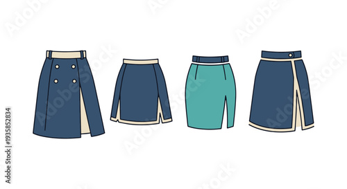 Skirt Line art vector set colorful design illustration