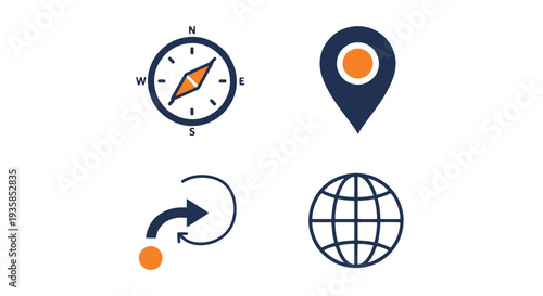 Navigation Line art creative tone color illustration