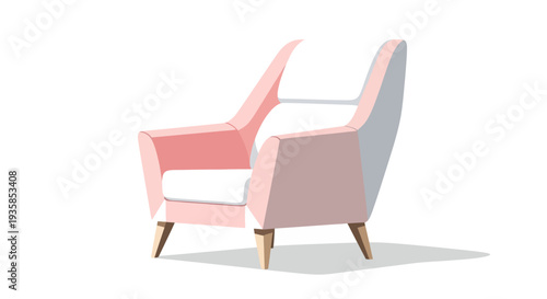 Modern pink armchair illustration with minimalist design