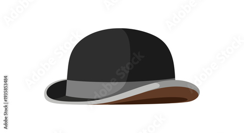 Classic bowler hat on white background in modern design style