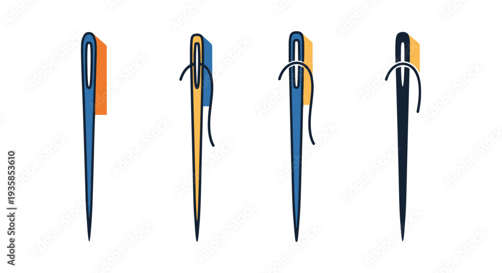 Fototapeta premium Needle Line art vector set modern dynamic color