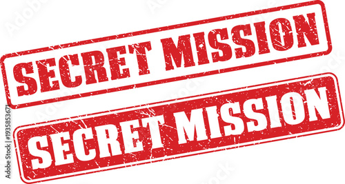 Secret Mission Red Rubber Stamp Grunge Confidential Operation Label Vector