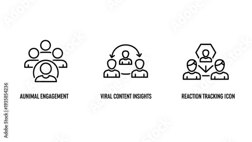 Collection of icons representing user engagement, viral content interaction, and feedback mechanisms for social media or marketing.
