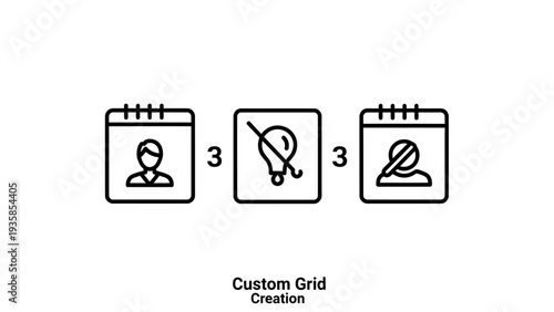 Custom Grid Creation Icons: User Profile, Idea, and Task Management Concepts