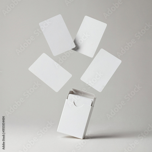 Blank Playing Card Mockup with Card Box Floating Scene