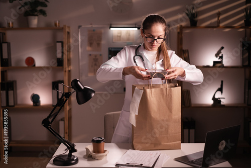 Billede på lærred Consumption, medicine, healthcare and people concept