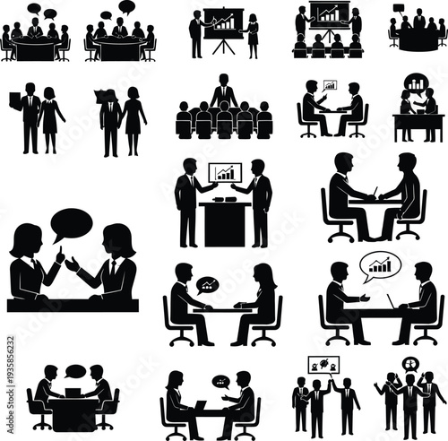 Business Meeting Icons Set