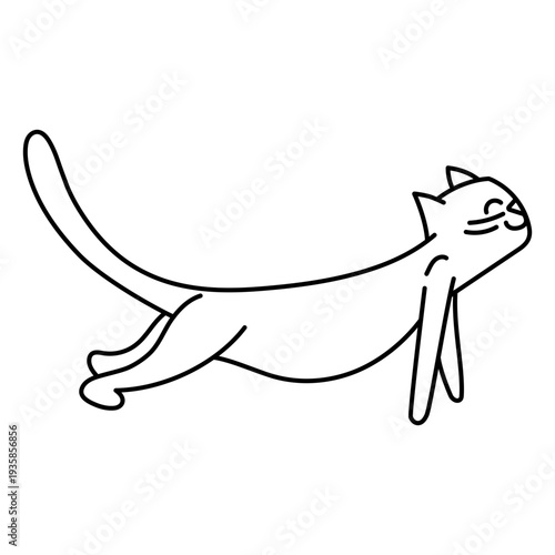 Cat yoga character stroke