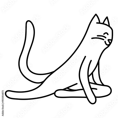 Stretching meditation cat character stroke