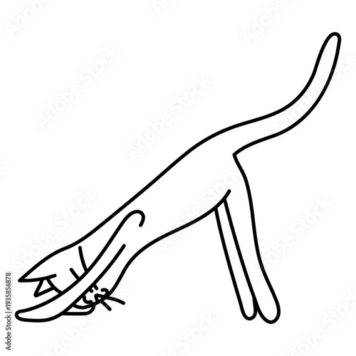 Stretching yoga cat character stroke