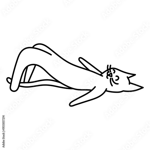 Cat yoga pose character stroke