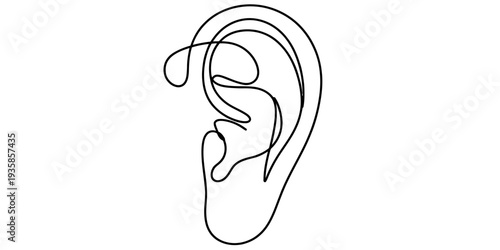 Minimal Line Art Human Ear Medical Illustration Design