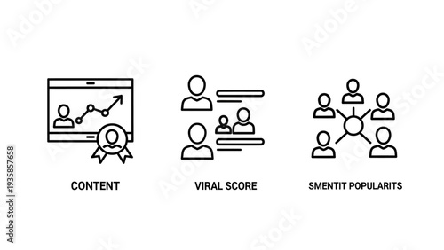 Content Marketing and Social Media Popularity Icons: Viral Score, Audience Engagement Analytics