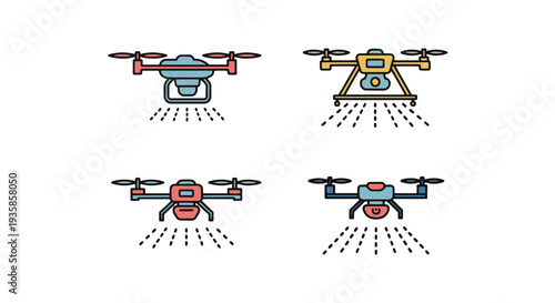 Sprayer drone Line art vector flat abstract color
