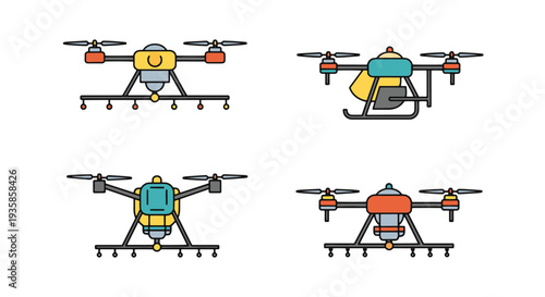 Sprayer drone Line art vector modern abstract tone