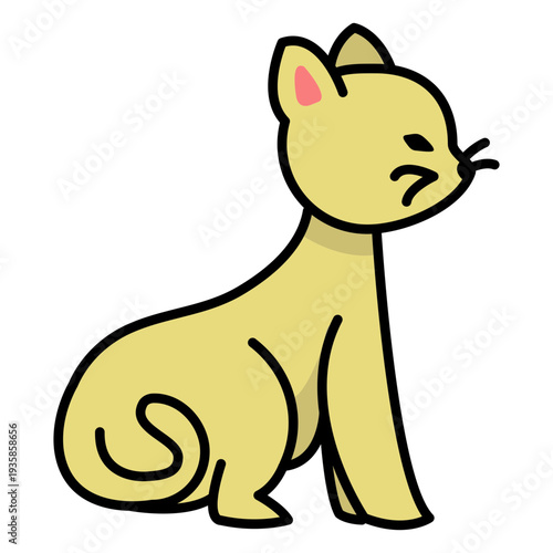 Color stroke simple sideways sitting cat