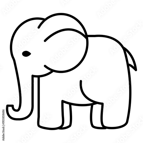 Standing sideways simple stroke elephant