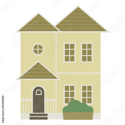 American Style Two Stories Yellow House