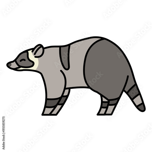 Color stroke sideways raccoon