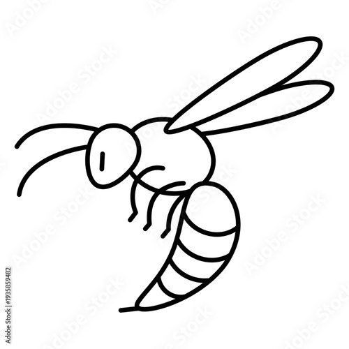 Bee flying line art