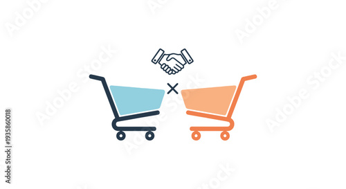 Retail partnership Line art creative shape color illustration