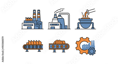 Steel Plant Line art vector minimal abstract concept illustration