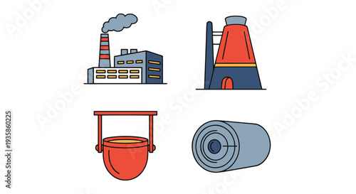 Steel Plant Line art vector modern smooth tone