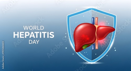 World hepatitis day awareness with liver illustration