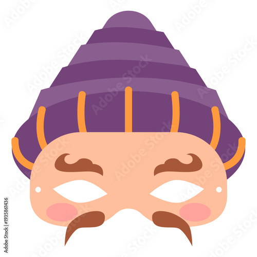 Flat mardi gras face shaped mask