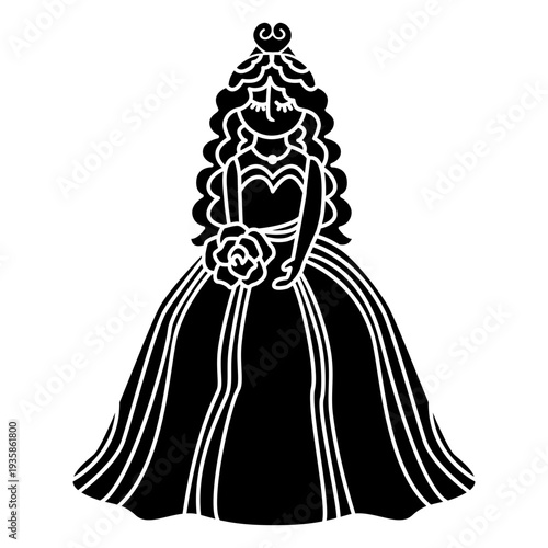 Hand drawn lady in dress cut out
