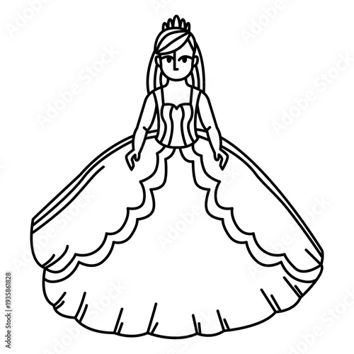 Stroke girl in dress hand drawn