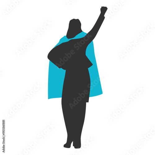 Superhero woman with raised fist