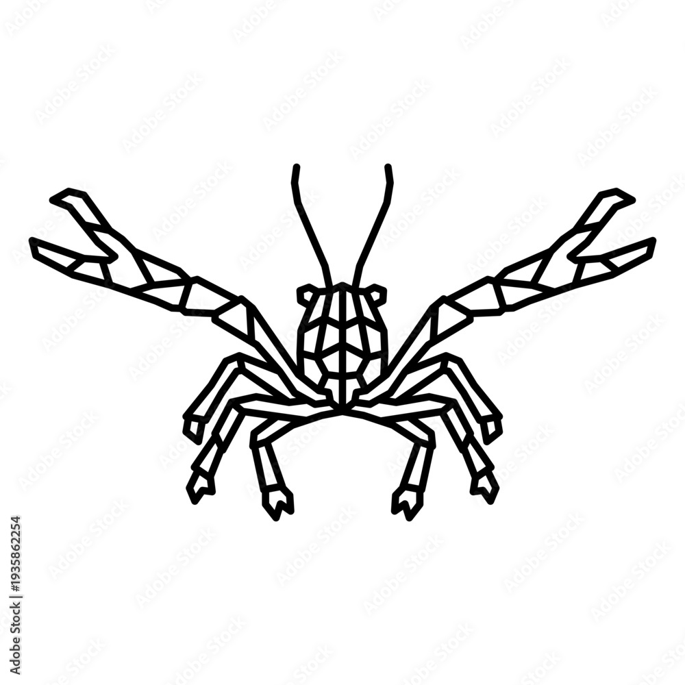 Fototapeta premium Frontal polygonal lobster