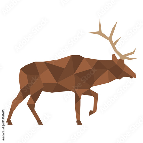 Simple sideways color polygonal deer
