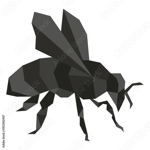 Simple black polygonal bee